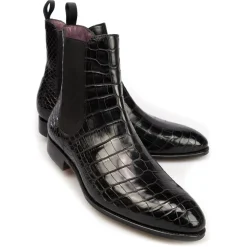 Alligator Shoes|Chelsea Boots|Carmina ALLIGATOR CHELSEA BOOTS 80186 BLACK