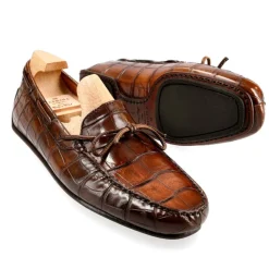 Alligator Shoes|Driving Loafers|Carmina ALLIGATORE DRIVING LOAFERS 80802 MARIVENT WALNUT
