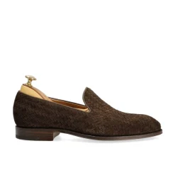 Men's Dress Slippers|Carmina BRAIDED SLIPPERS 80301 UETAM BROWN