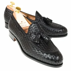 Tassel Loafers|Carmina BRAIDED TASSEL LOAFERS 80299 FOREST BLACK