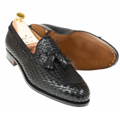 Tassel Loafers|Carmina BRAIDED TASSEL LOAFERS 80299 FOREST BLACK