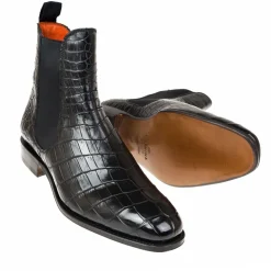 Alligator Shoes|Women's Chelsea Boots|Carmina CHELSEA BOOTS 1118 HILLS BLACK