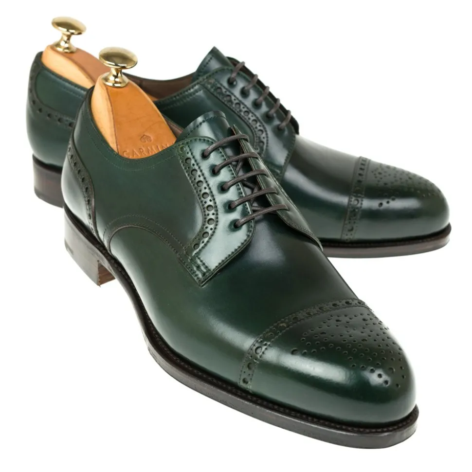 Cordovan Derby Shoes|Carmina CORDOVAN BLUCHER SHOES 80531 FOREST GREEN
