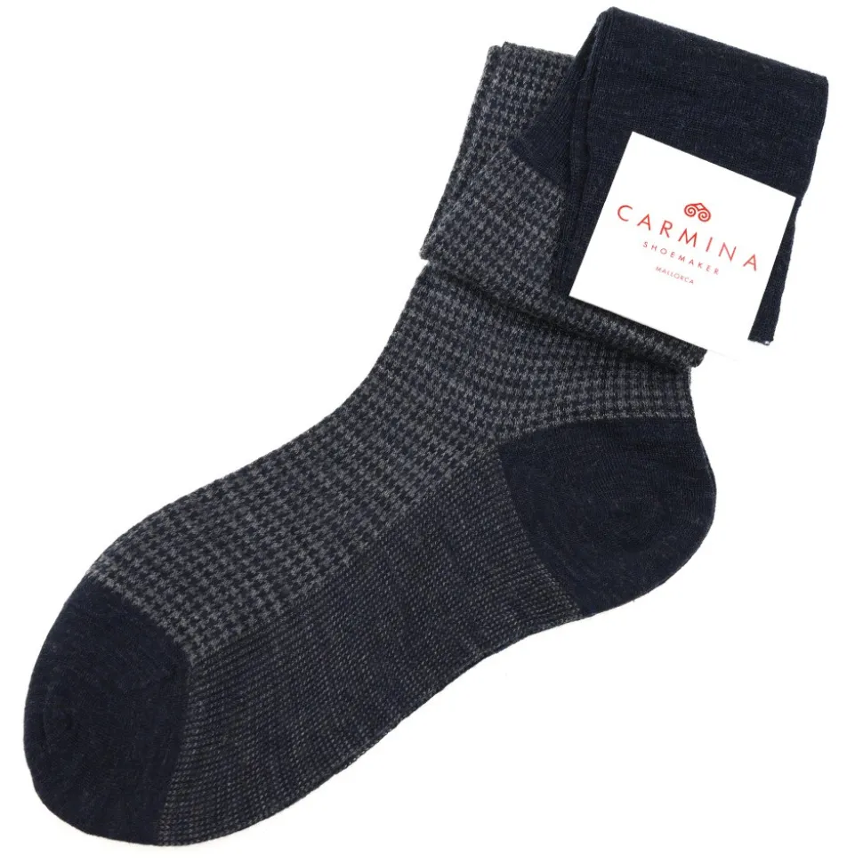 Socks|Carmina Long navy and grey socks GRAY