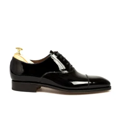 Cap Toe Oxfords|Carmina PATENT SHOES 80386 RAIN BLACK