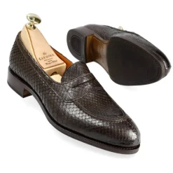 Python Shoes|Penny Loafers|Carmina PYTHON WOMEN'S PENNY LOAFERS 1875 MADISON BROWN