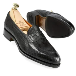 Python Shoes|Penny Loafers|Carmina PYTHON WOMEN'S PENNY LOAFERS 1875 MADISON BLACK
