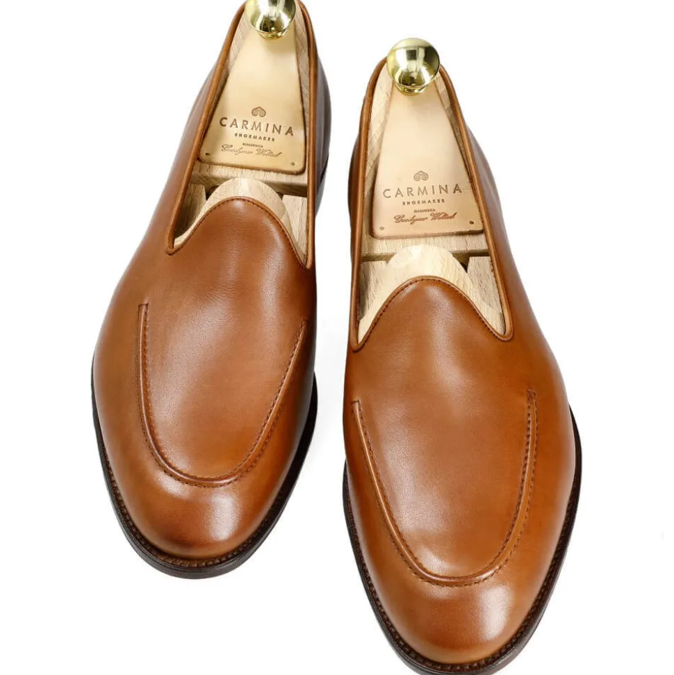 Men's Dress Slippers|Carmina UNLINED SLIPPERS 80709 UETAM TANNED