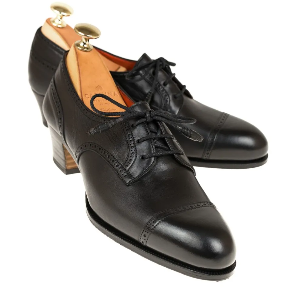High Heel Derby|Cap-Toe Derby|Carmina WOMEN DERBY SHOES 1831 MADISON BLACK