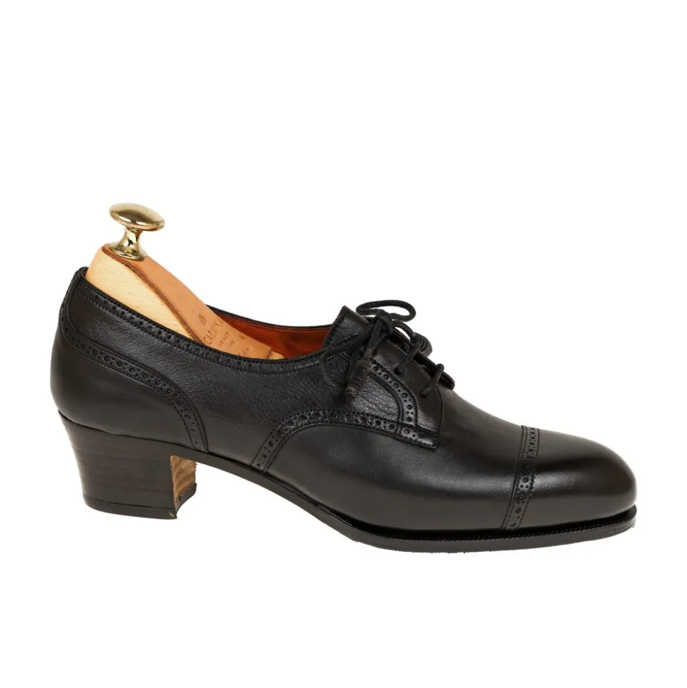 High Heel Derby|Cap-Toe Derby|Carmina WOMEN DERBY SHOES 1831 MADISON BLACK