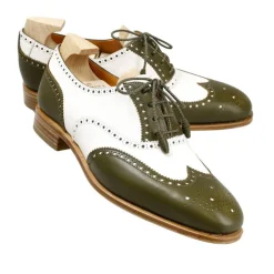 Wingtip Oxford|Carmina WOMEN'S OXFORDS SHOES 1265 HILLS GREEN/WHITE