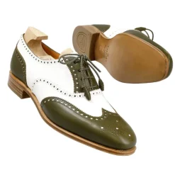 Wingtip Oxford|Carmina WOMEN'S OXFORDS SHOES 1265 HILLS GREEN/WHITE