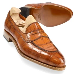 Alligator Shoes|Penny Loafers|Carmina ALIGATORE PENNY LOAFERS 1875 MADISON TANNED