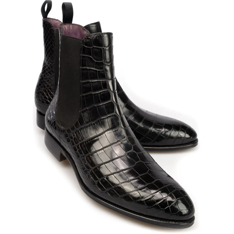 Alligator Shoes|Chelsea Boots|Carmina ALLIGATOR CHELSEA BOOTS 80186 BLACK