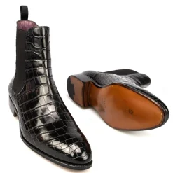 Alligator Shoes|Chelsea Boots|Carmina ALLIGATOR CHELSEA BOOTS 80186 BLACK