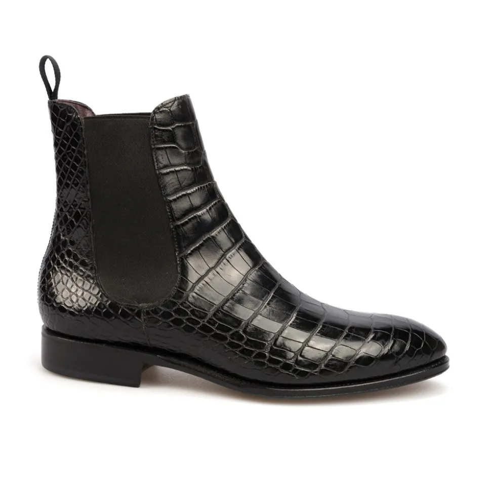 Alligator Shoes|Chelsea Boots|Carmina ALLIGATOR CHELSEA BOOTS 80186 BLACK