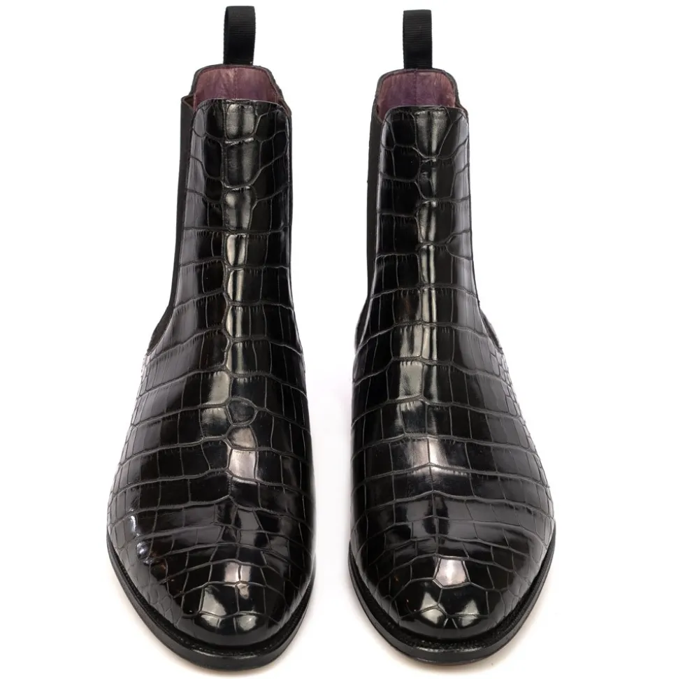 Alligator Shoes|Chelsea Boots|Carmina ALLIGATOR CHELSEA BOOTS 80186 BLACK