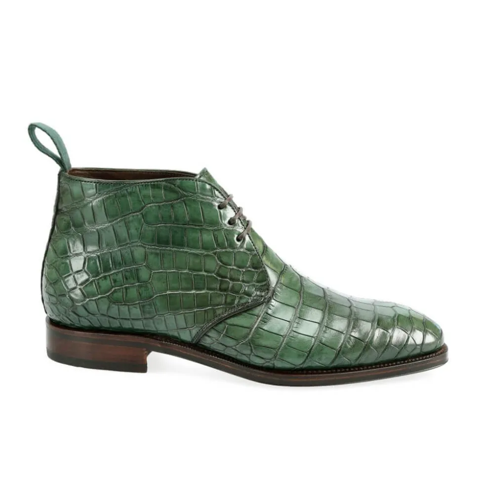 Alligator Shoes|Chukka & Desert Boots|Carmina ALLIGATOR CHUKKA BOOTS 10027 RAIN GREEN