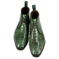 Alligator Shoes|Chukka & Desert Boots|Carmina ALLIGATOR CHUKKA BOOTS 10027 RAIN GREEN