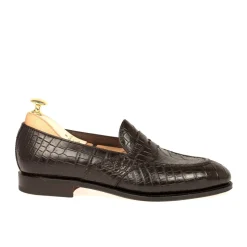 Alligator Shoes|Penny Loafers|Carmina ALLIGATOR FULL STRAP PENNY LOAFERS 80585 UETAM EE BROWN