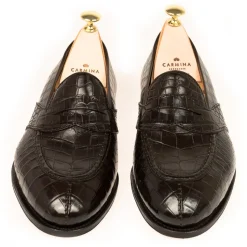 Alligator Shoes|Penny Loafers|Carmina ALLIGATOR FULL STRAP PENNY LOAFERS 80585 UETAM EE BROWN
