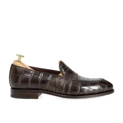 Alligator Shoes|Penny Loafers|Carmina ALLIGATOR FULL STRAP PENNY LOAFERS 80585 UETAM EE BROWN