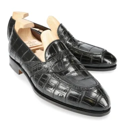 Alligator Shoes|Penny Loafers|Carmina ALLIGATOR FULL STRAP PENNY LOAFERS 80585 UETAM EE BLACK