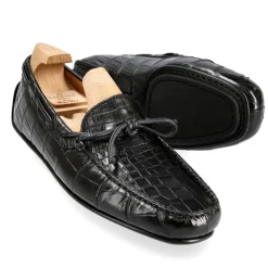 Alligator Shoes|Driving Loafers|Carmina ALLIGATORE DRIVING LOAFERS 80802 MARIVENT BLACK