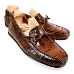 Alligator Shoes|Driving Loafers|Carmina ALLIGATORE DRIVING LOAFERS 80802 MARIVENT WALNUT