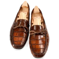 Alligator Shoes|Driving Loafers|Carmina ALLIGATORE DRIVING LOAFERS 80802 MARIVENT WALNUT