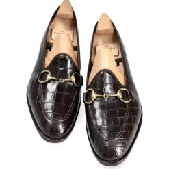 Alligator Shoes|Horsebit Loafers|Carmina ALLIGATORE HORSEBIT LOAFERS 80643 UETAM BROWN