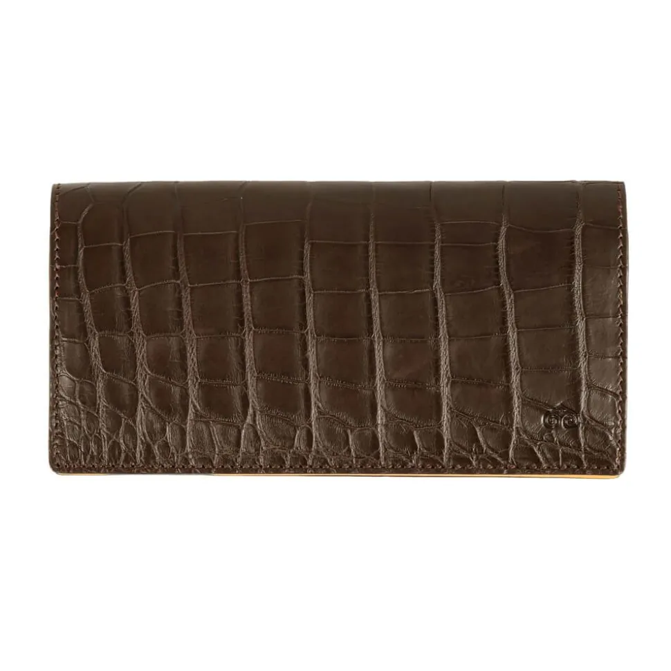 Wallet For Men|Carmina ALLIGATORE LONG WALLET FOR MEN BROWN