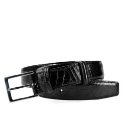 Men's Belts|Carmina ALLIGATOR LEATHER BELT BLACK