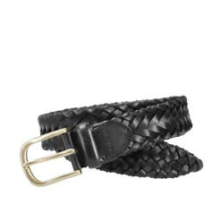 Men's Belts|Carmina BRAIDED LEATHER BELT BLACK