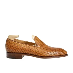 Men's Dress Slippers|Carmina BRAIDED SLIPPERS 80301 SIMPSON TANNED