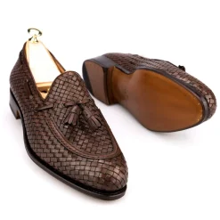 Tassel Loafers|Carmina BRAIDED TASSEL LOAFERS 80299 FOREST BROWN
