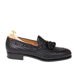 Tassel Loafers|Carmina BRAIDED TASSEL LOAFERS 80299 FOREST BLACK