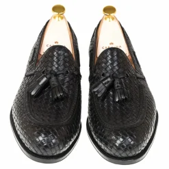Tassel Loafers|Carmina BRAIDED TASSEL LOAFERS 80299 FOREST BLACK