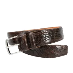 Men's Belts|Carmina CROCODILE LEATHER BELT BROWN