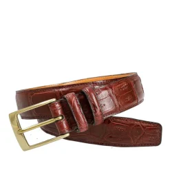 Men's Belts|Carmina CAIMAN LEATHER BELT BURGUNDY