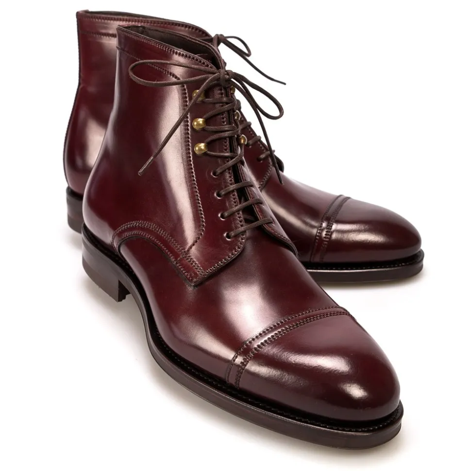 Men's Work Boots|Cap Toe Boots|Carmina CORDOVAN BOOTS 80179 SOLLER BURGUNDY