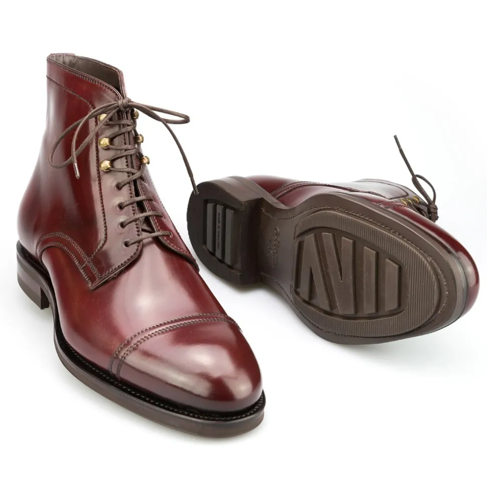 Men's Work Boots|Cap Toe Boots|Carmina CORDOVAN BOOTS 80179 SOLLER BURGUNDY