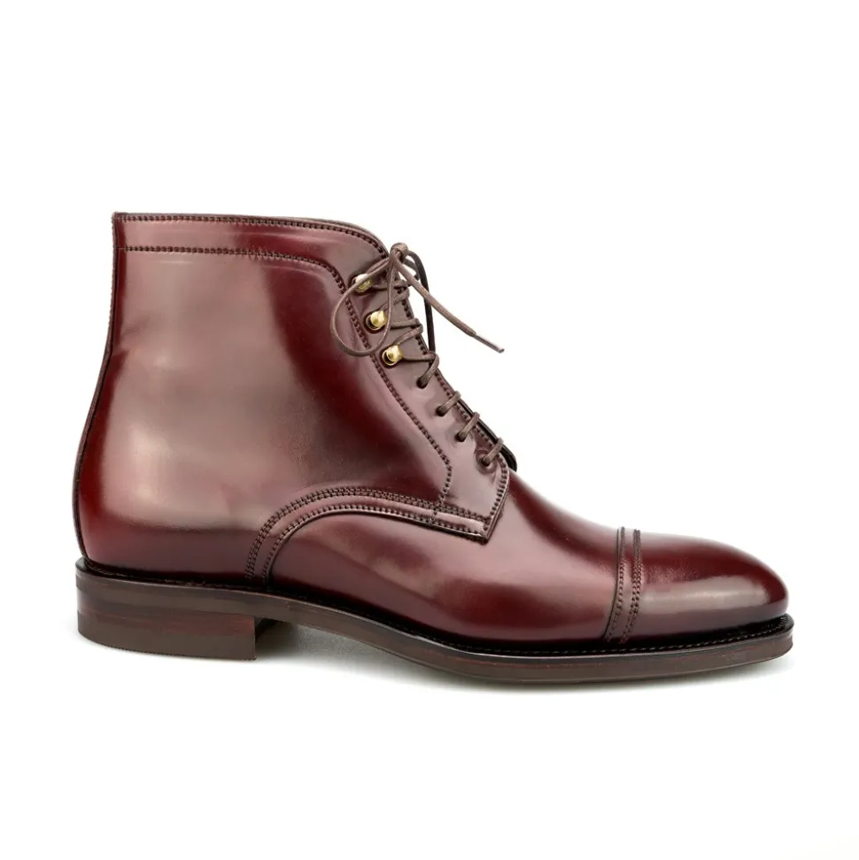 Men's Work Boots|Cap Toe Boots|Carmina CORDOVAN BOOTS 80179 SOLLER BURGUNDY