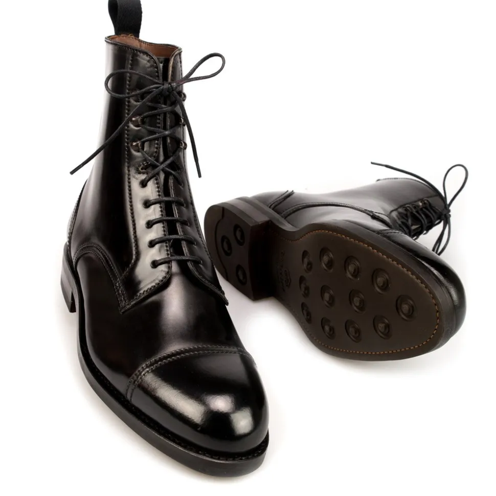 Men's Work Boots|Cap Toe Boots|Carmina CORDOVAN DRESS BOOTS 80184 OSCAR BLACK