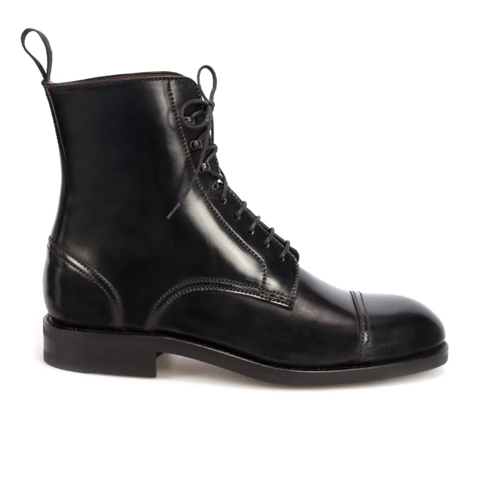 Men's Work Boots|Cap Toe Boots|Carmina CORDOVAN DRESS BOOTS 80184 OSCAR BLACK