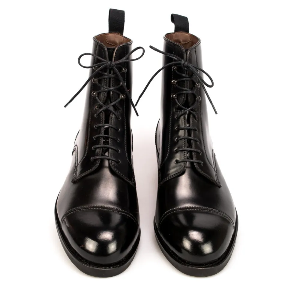 Men's Work Boots|Cap Toe Boots|Carmina CORDOVAN DRESS BOOTS 80184 OSCAR BLACK