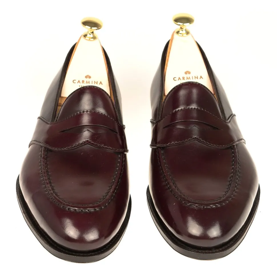 Penny Loafers|Cordovan Loafers|Carmina CORDOVAN FULL STRAP LOAFERS 80372 UETAM EE BURGUNDY