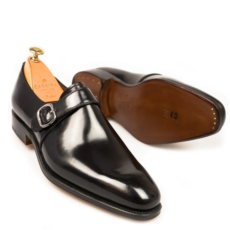 Single Monk Strap Shoes|Cordovan Monk Strap Shoes|Carmina CORDOVAN MONK STRAPS 80156 RAIN BLACK
