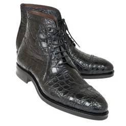 Crocodile Shoes|Men's Work Boots|Carmina CROCODILE ANKLE BOOTS 80207 SOLLER BLACK