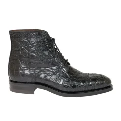 Crocodile Shoes|Men's Work Boots|Carmina CROCODILE ANKLE BOOTS 80207 SOLLER BLACK